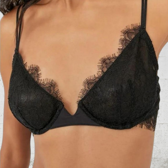Intimately Free People Black Allure Lace Underwire Unpadded Bra Size 32C - Picture 2 of 8